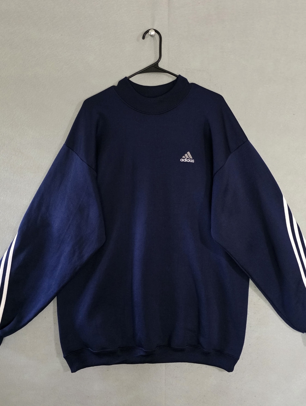 Vtg 90s Adidas Mens Navy 3 Stripes Sweatshirt USA Size Large